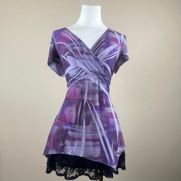 MKM Purple Whimsigoth Asymetrical Wrap Top - Picture 1 of 4